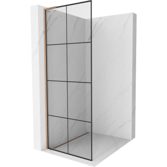 Mexen Kioto L Walk-in sprchová stena 70x200, čierny vzor, kefa. meď 800-070-103-65-77