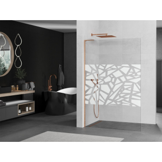 Mexen Kioto L Walk-in sprchová stena 110x200, biely vzor, kefa. meď 800-110-103-65-85