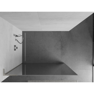 Mexen Kioto L Walk-in sprchová stena 120x200, zrkadlo, kefa. nikel 800-120-103-97-50