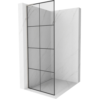 Mexen Kioto L Walk-in sprchová stena 80x200, čierny vzor, brúsený nikel 800-080-103-97-77