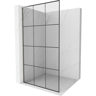 Mexen Kioto L Walk-in sprchová stena 100x200, čierny vzor, brúsený nikel 800-100-103-97-77