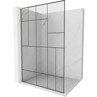 Mexen Kioto L Walk-in sprchová stena 100x200, čierny vzor, brúsený nikel 800-100-103-97-78