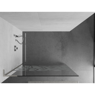 Mexen Kioto L Walk-in sprchová stena 120x200, biely vzor, brúsený nikel 800-120-103-97-85