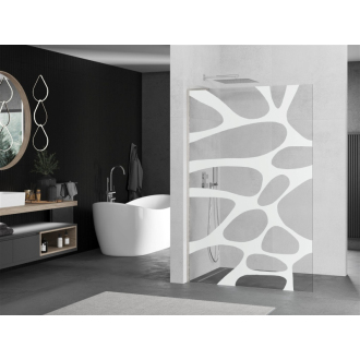Mexen Kioto L Walk-in sprchová stena 90x200, biely vzor, kefa. nikel 800-090-103-97-97