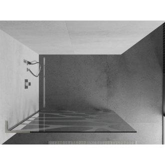 Mexen Kioto L Walk-in sprchová stena 120x200, biely vzor, kefa. nikel 800-120-103-97-97