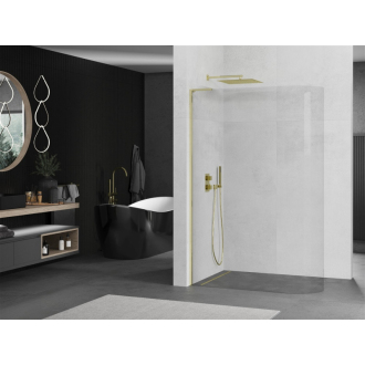 Mexen Kyoto L zaoblená Walk-in sprchová stena 80 x 200 cm, transparentná, zlatá - 800-080-103-50-06
