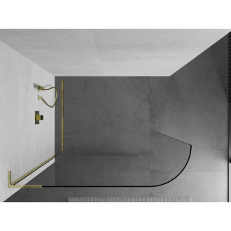 Mexen Kyoto L zaoblená Walk-in sprchová stena 120 x 200 cm, transparentná, zlatá - 800-120-103-50-06