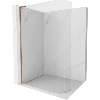 Mexen Kyoto L zaoblená Walk-in sprchová stena 120 x 200 cm, transparentná, kartáčovaná meď - 800-120-103-65-06