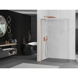 Mexen Kyoto L zaoblená Walk-in sprchová stena 120 x 200 cm, transparentná, kartáčovaná meď - 800-120-103-65-06