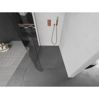 Mexen Kyoto L zaoblená Walk-in sprchová stena 120 x 200 cm, transparentná, kartáčovaná meď - 800-120-103-65-06