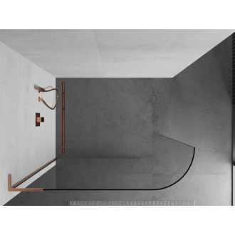 Mexen Kyoto L zaoblená Walk-in sprchová stena 120 x 200 cm, transparentná, kartáčovaná meď - 800-120-103-65-06