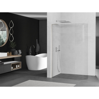 Mexen Kyoto L zaoblená sprchová stena Walk-in 80 x 200 cm, transparentný, kartáčovaný nikel - 800-080-103-97-06