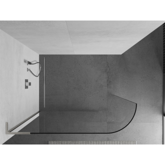 Mexen Kyoto L zaoblená sprchová stena Walk-in 120 x 200 cm, transparentný, kartáčovaný nikel - 800-120-103-97-06