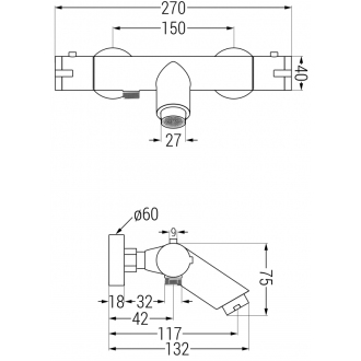 MEXEN KAI vaňová batéria-termostatická, zlatá 77300-50