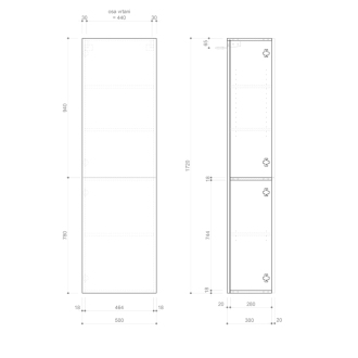 ESPACE skrinka 50x172x32cm, 2x dvierka, ľavá/pravá, siena strip ESC450-4242S