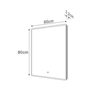 PIRI zrkadlo s LED osvetlením 60x80cm, senzor, 2700-6500K PR600S