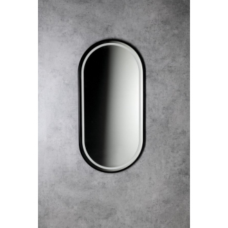 KAIRA oválne zrkadlo s LED osvetlením 45x90cm, čierna mat KA450