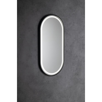 KAIRA oválne zrkadlo s LED osvetlením 45x90cm, čierna mat KA450
