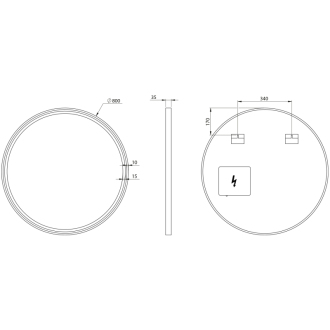 KADRIS okrúhle zrkadlo s LED osvetlením ? 80cm, čierna mat KD080