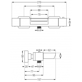 MEXEN CUBE vaňová batéria-termostatická, chróm 77360-00