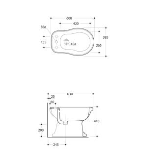 RETRO bidet stojaci 38,5x60cm, čierna mat 102031