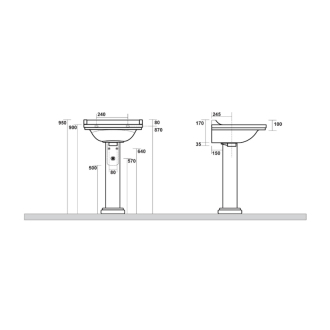 WALDORF univerzálny keramický stĺp k umývadlám 60, 80cm, čierna mat 417031