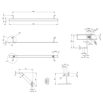 PURA čelný držiak uterákov 82cm, chróm PAPRD82