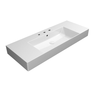 KUBE X keramické umývadlo 120x47cm, s odkladacími plochami, 3 otvory, biela 94529311