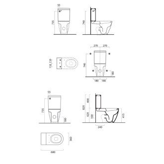 PURA WC kombi, spodný/zadný odpad, biela ExtraGlaze WCSET881711-PURA