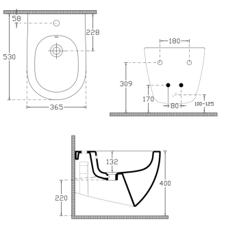 INFINITY bidet závesný, 36,5x53cm, biela mat 10NF41001-2L