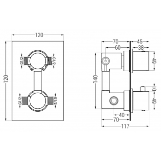 MEXEN CUBE spr./vaňová batéria-termostatická, chróm 77502-00