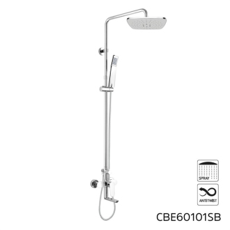 Mereo Viana batéria so sprchovou súpravou, výtokom, ručnou a tanierovou sprchou M-CBE60101SB