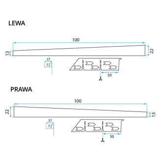 Rea Spádová lišta sprchovej vaničky 100cm, nikel REA-K3212