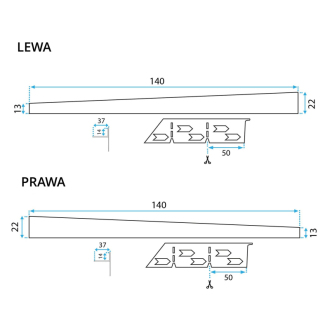 Rea Spádová lišta sprchovej vaničky 140cm, čierna REA-K3218