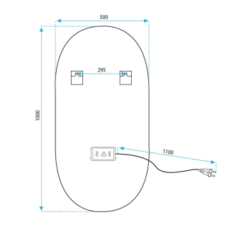 Zrkadlo LED OVL 50x100cm Gold