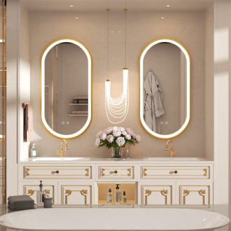Zrkadlo LED OVL 50x100cm Gold