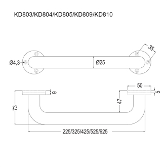 Mereo Madlo rovné pr. 25 mm, 20 cm, nerez KD803