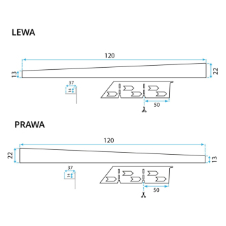 Rea Spádová lišta sprchovej vaničky 120cm, kartáčovaný nikel REA-K3203