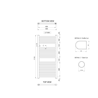 ALYA vykurovacie teleso rovné 500x1110mm, chróm LLR102