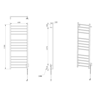 ESKINADO elektrický sušiak uterákov, hranatý, 600x1500 mm, 130 W, nerez lesk ER450V