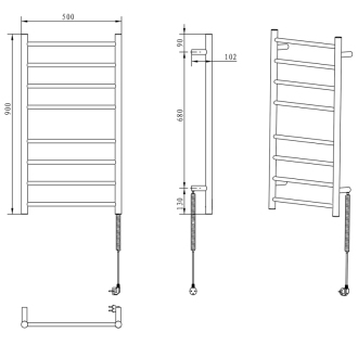 REDONDO elektrický sušiak uterákov, okrúhly, 500x900 mm, 75 W, nerez lesk ER220V