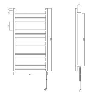 REDONDO elektrický sušiak uterákov, okrúhly, 630x1160 mm, 130 W, čierna ER230BV