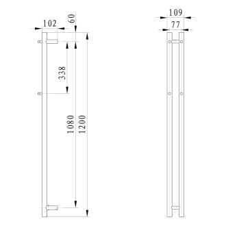 PAPINADO elektrický sušiak uterákov 109x1200mm, 40W, chróm ER740