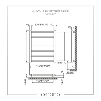 CERANO Elektrický sušiak uterákov Domenico čierna matná 660x550 mm LIV-ER-6-55