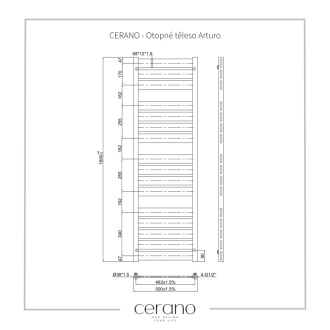 CERANO Vykurovacie teleso Arturo kombinovaný 859W čierna matná 1600x500 mm CER-429628