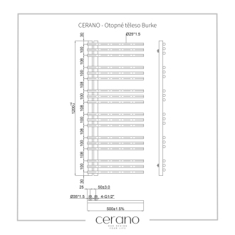 CERANO Vykurovacie teleso Burke D5 562W čierna matná 1200x500 mm CER-429634