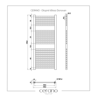 CERANO Vykurovacie teleso Donovan kombinovaný 369W čierna matná 1200x500 mm CER-429592