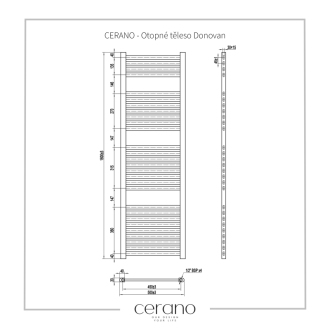 CERANO Vykurovacie teleso Donovan kombinovaný 477W čierna matná 1600x500 mm CER-429613