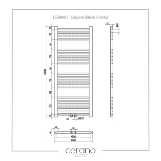 CERANO Vykurovacie teleso Franko kombinovaný D5 392W čierna matná 1200x500 mm CER-429646