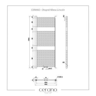CERANO Vykurovacie teleso Lincoln kombinovaný D5 366W biela matná 1200x500 mm CER-429580